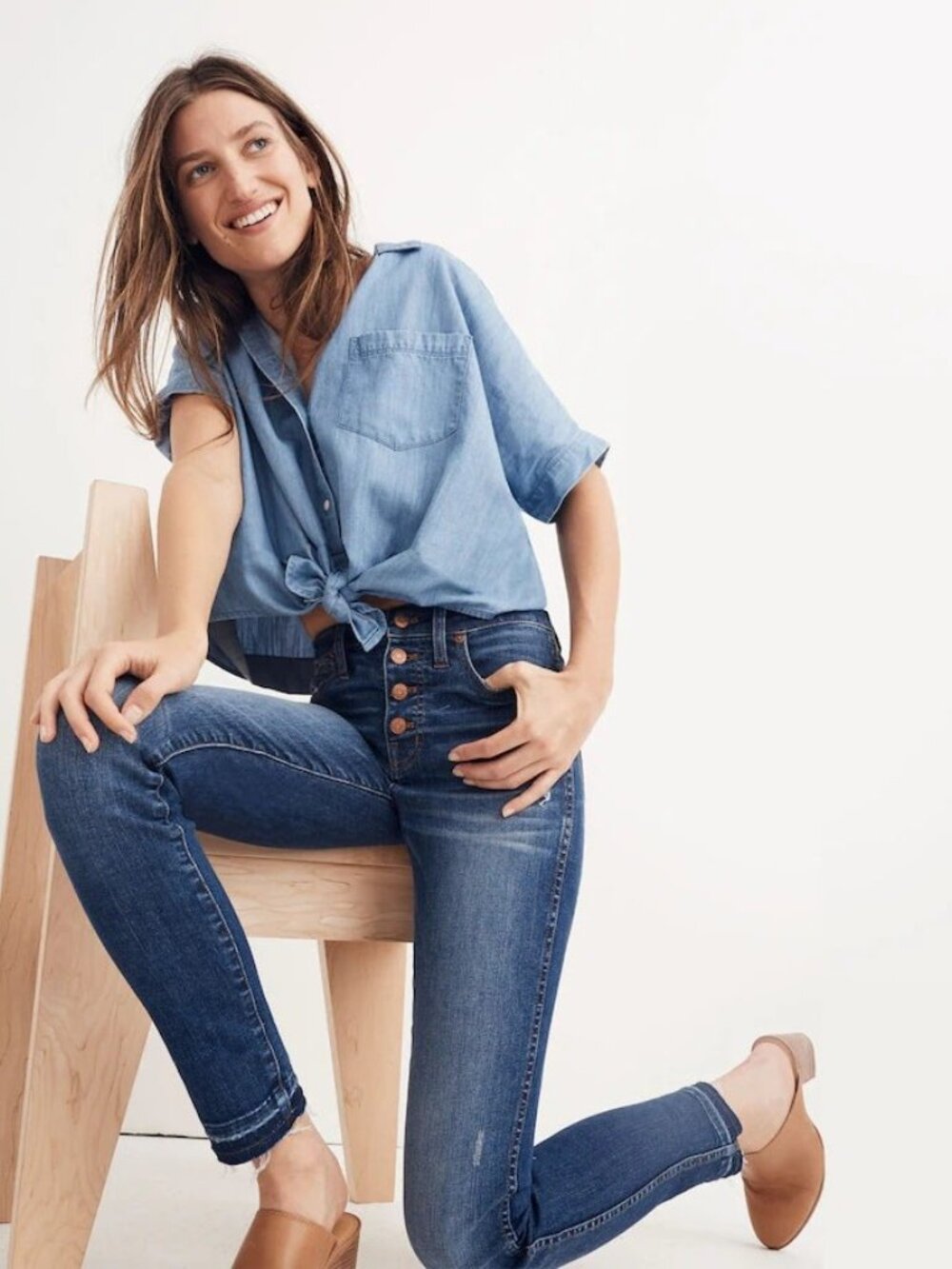 Madewell 10" High Rise Skinny Skinny Jeans Exposed Button Fly Raw Hem Ladies 24